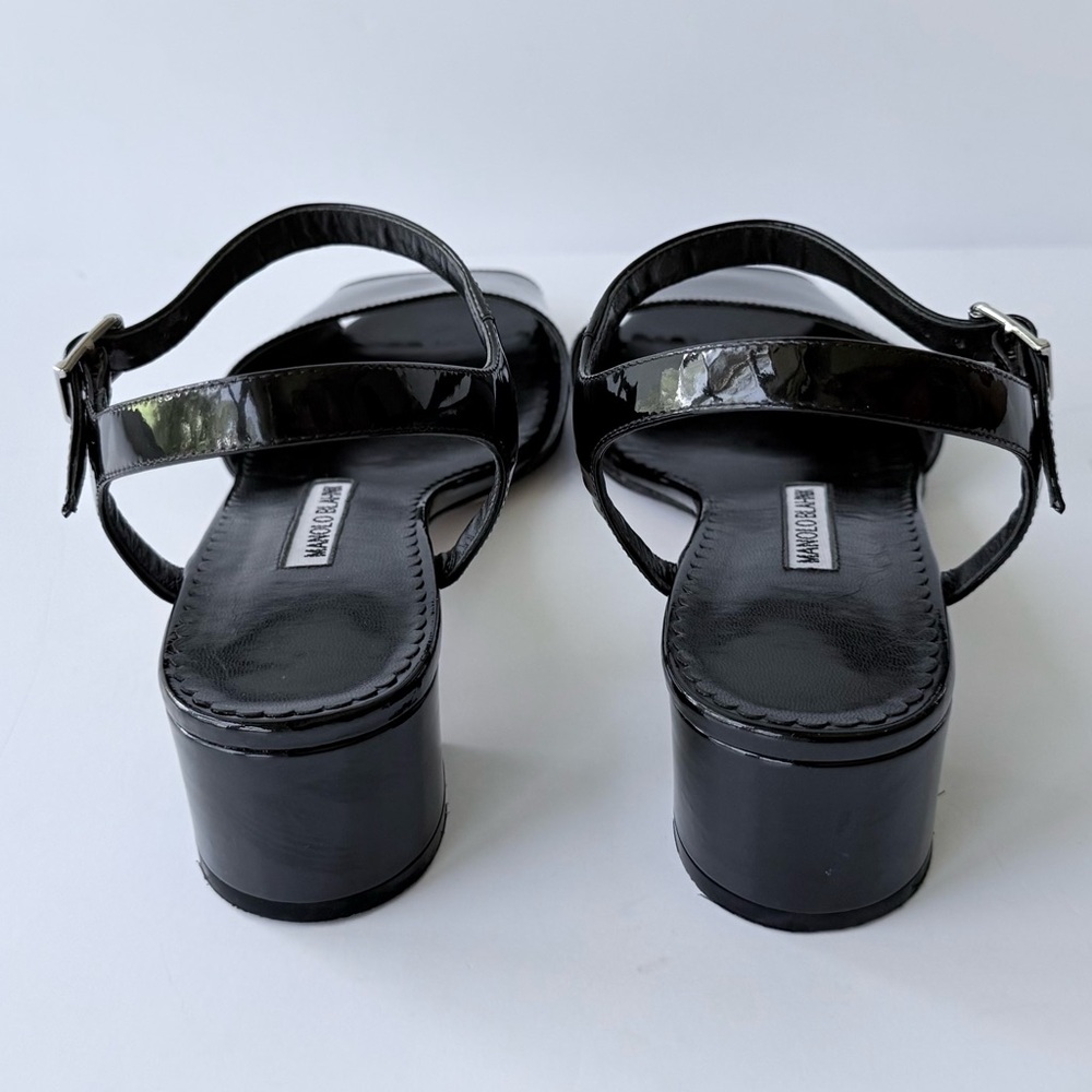 Manolo Blahnik Affian Sandal in Black Patent Leather 39 / 8 - Picture 6 of 16
